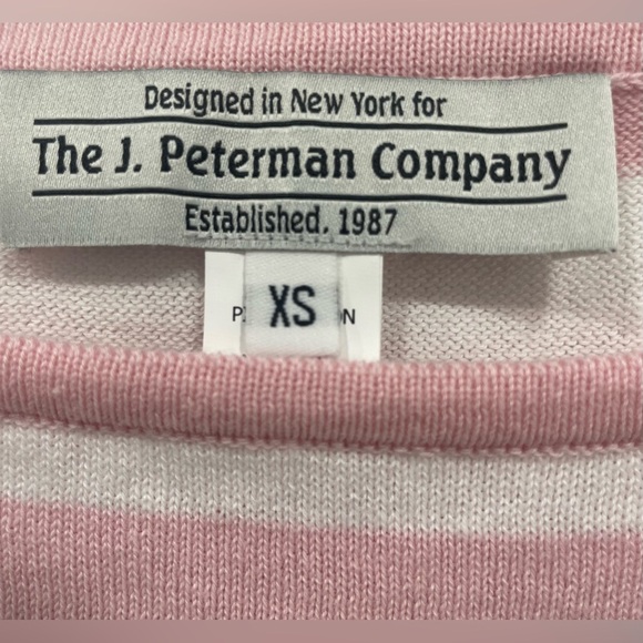 J. Peterson Company Sweater Size XS Pink White Boatneck Pima Cotton 3/4 Sleeve - Picture 6 of 6